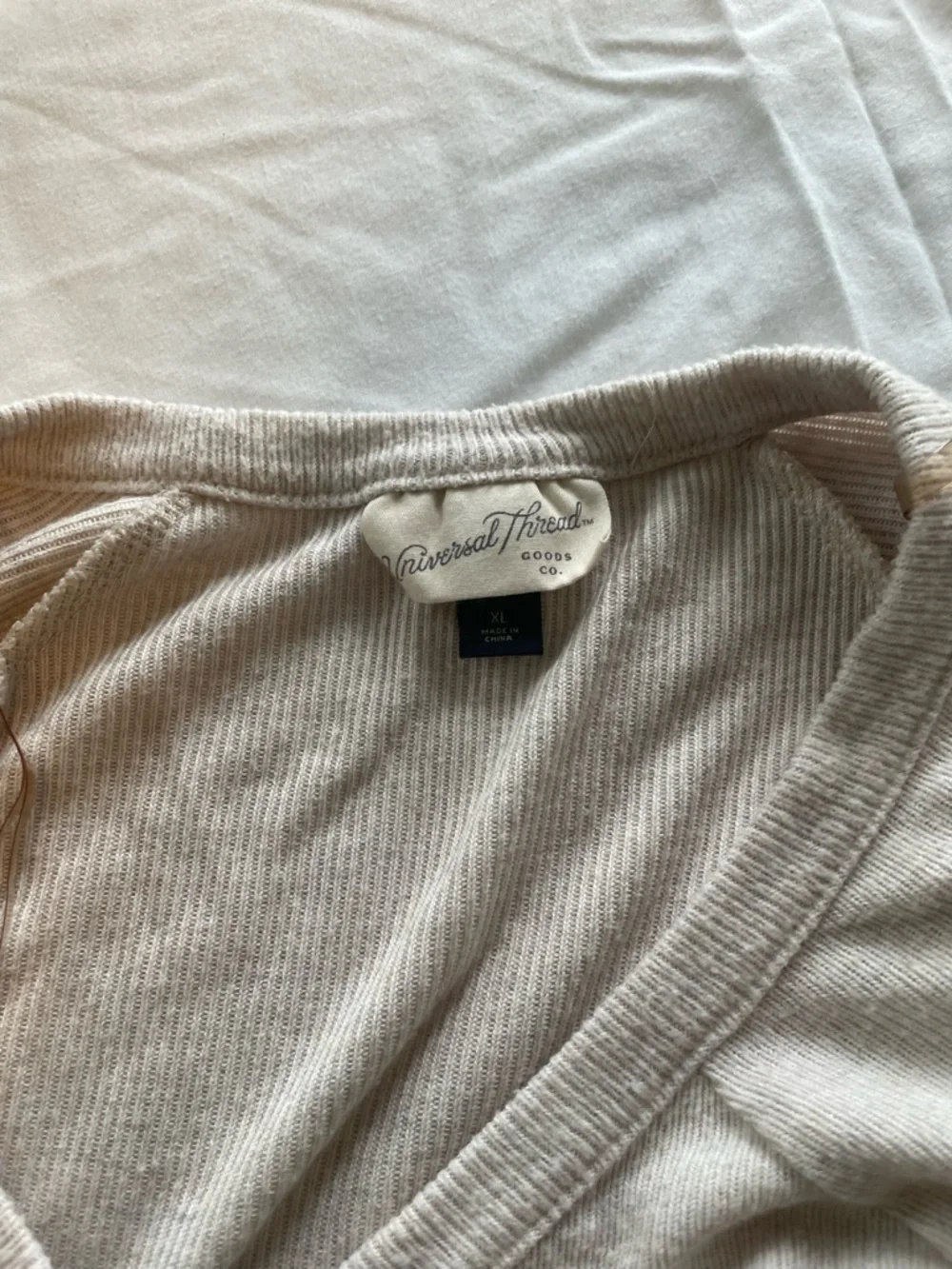 Universal Thread Cream Ribbed Henley Pullover - Picture 2 of 3